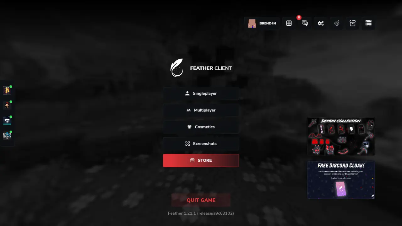 Kliknij przycisk Sklep w Feather Client